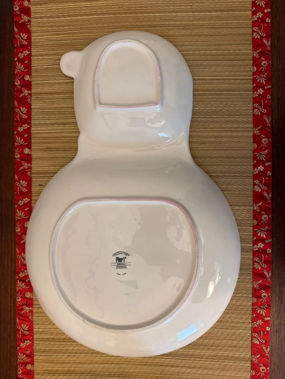 Vintage Pier 1 Imports Snowball Snowman Holiday 18x12” Appetizer Serving Platter